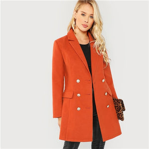 Office Lady Elegant  Notched Neck Fashion Solid Coat 2018 Autumn
