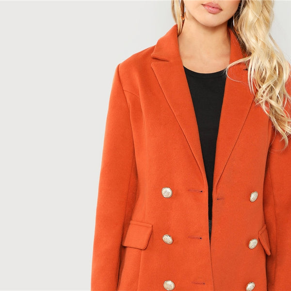 Office Lady Elegant  Notched Neck Fashion Solid Coat 2018 Autumn