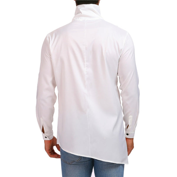 Solid Turtleneck Button Up Autumn Long Sleeve Shirt for Men
