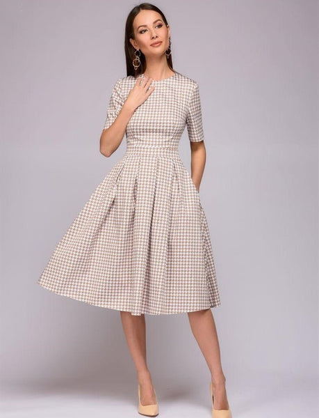 winter Dress Flower Print Half Quarter sleeve patchwork Dress Women casual