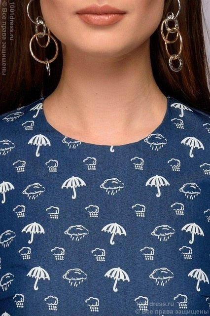 winter Dress Flower Print Half Quarter sleeve patchwork Dress Women casual