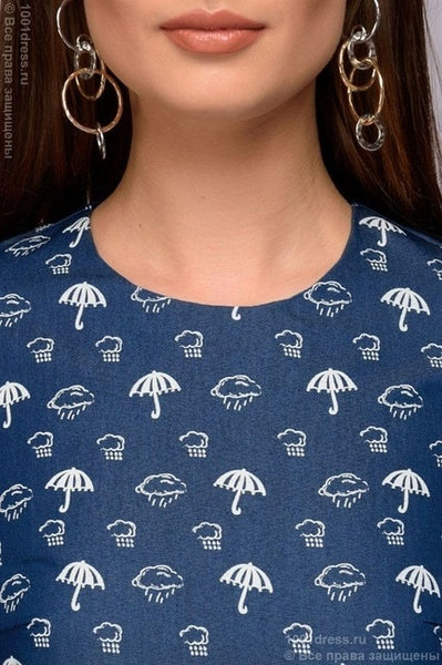 winter Dress Flower Print Half Quarter sleeve patchwork Dress Women casual