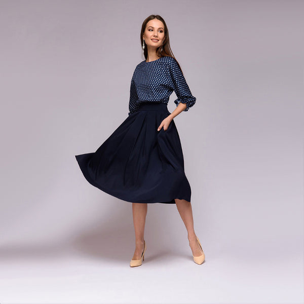 Flower Print Three Quarter sleeve patchwork Dress Women casual