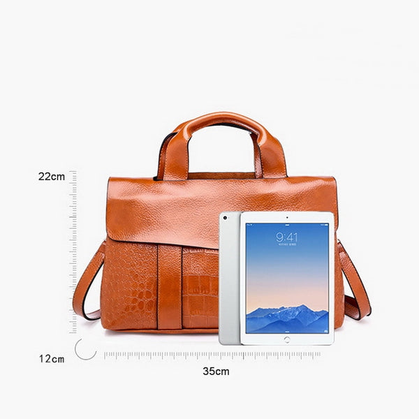 Double Layer Waxy Leather Handbag Luxury Crocodile Women Bags High capacity Bag PU Leather