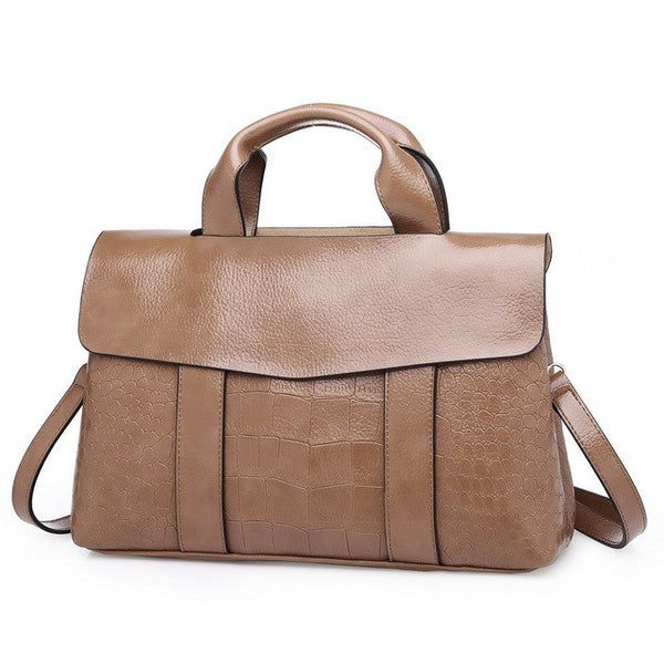 Double Layer Waxy Leather Handbag Luxury Crocodile Women Bags High capacity Bag PU Leather