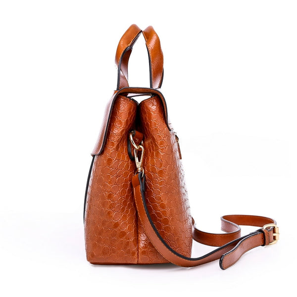Double Layer Waxy Leather Handbag Luxury Crocodile Women Bags High capacity Bag PU Leather