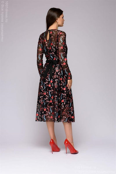 Floral Embroidery knee-length Dress
