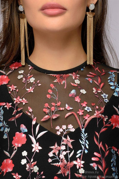 Floral Embroidery knee-length Dress