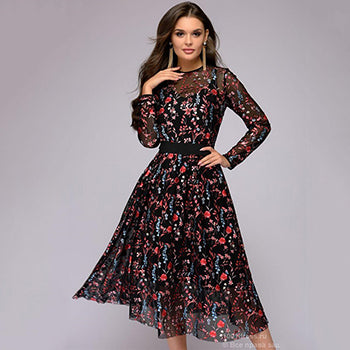 Floral Embroidery knee-length Dress