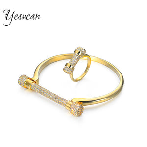 Horseshoe Bracelets Bangles Ring Bracelets Rock Jewelry Copper Metal With AAA Zircon