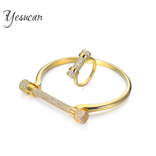 Horseshoe Bracelets Bangles Ring Bracelets Rock Jewelry Copper Metal With AAA Zircon
