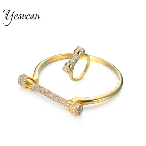 Horseshoe Bracelets Bangles Ring Bracelets Rock Jewelry Copper Metal With AAA Zircon