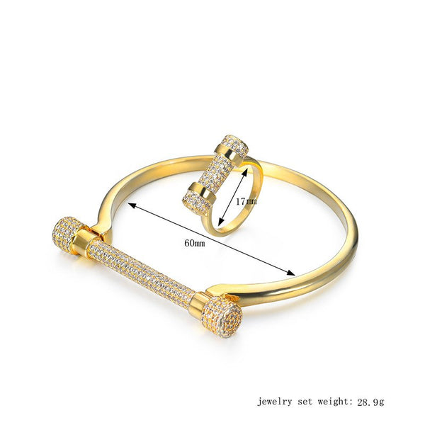 Horseshoe Bracelets Bangles Ring Bracelets Rock Jewelry Copper Metal With AAA Zircon