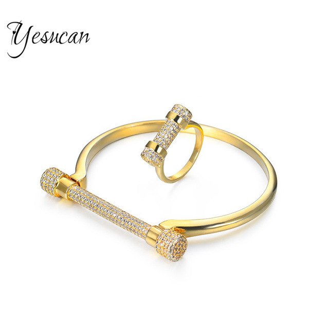 Horseshoe Bracelets Bangles Ring Bracelets Rock Jewelry Copper Metal With AAA Zircon