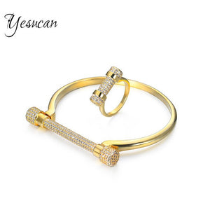 Horseshoe Bracelets Bangles Ring Bracelets Rock Jewelry Copper Metal With AAA Zircon