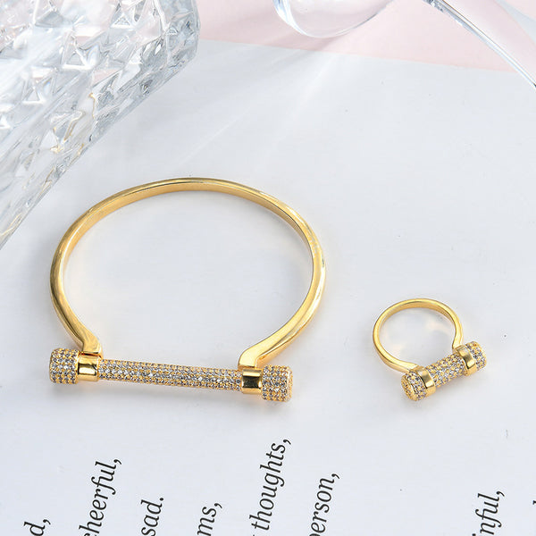 Horseshoe Bracelets Bangles Ring Bracelets Rock Jewelry Copper Metal With AAA Zircon