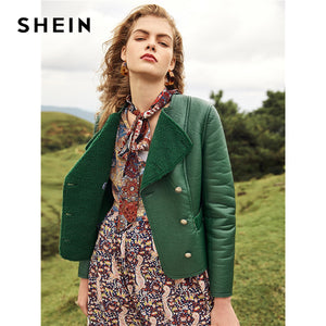 Green Weekend Casual Double Breasted Faux Coat 2018 Autumn Office Women Coats