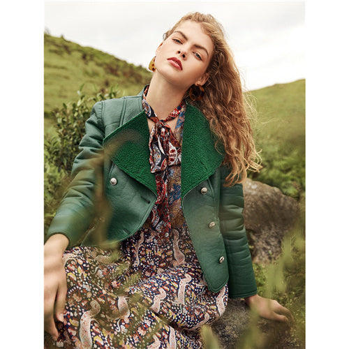 Green Weekend Casual Double Breasted Faux Coat 2018 Autumn Office Women Coats