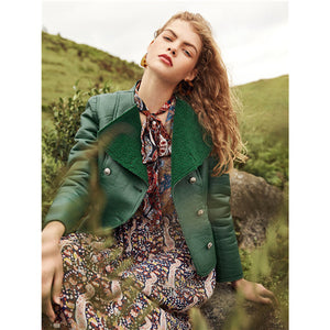 Green Weekend Casual Double Breasted Faux Coat 2018 Autumn Office Women Coats