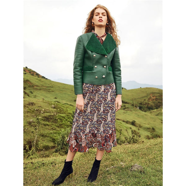 Green Weekend Casual Double Breasted Faux Coat 2018 Autumn Office Women Coats