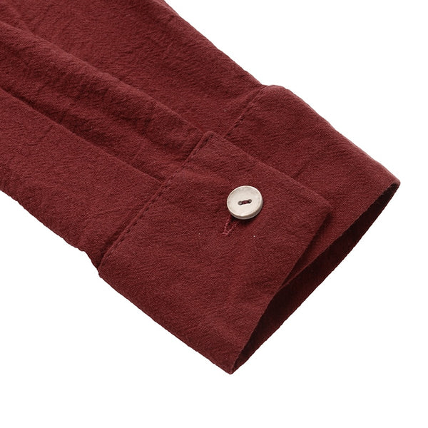 Long Sleeve Pullovers Cotton Shirts Stand Collar  Shirt Dress Autumn  Men Clothes
