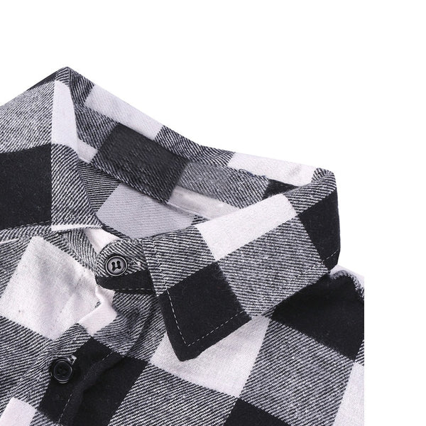 Hiphop Mens Shirts Lattice Long Sleeve Dress Shirt Turn Down Collar