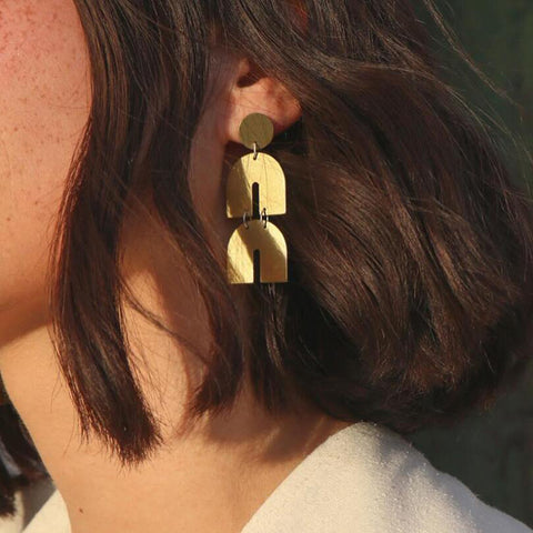 Gold Color Earrings For Women Two Horseshoe