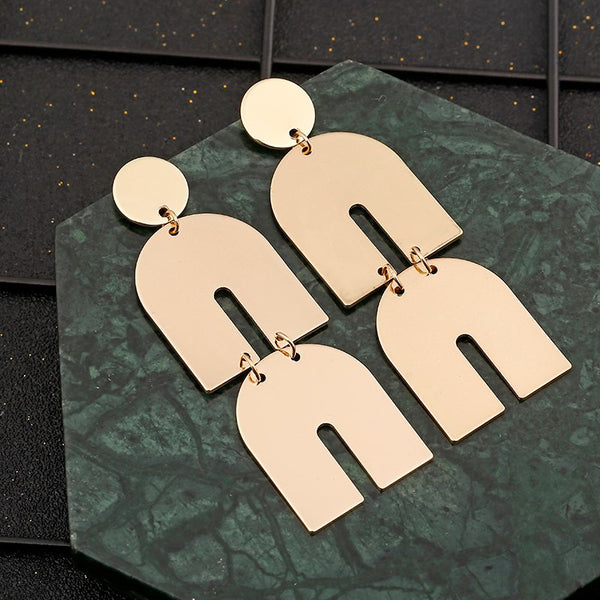 Gold Color Earrings For Women Two Horseshoe