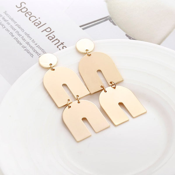 Gold Color Earrings For Women Two Horseshoe