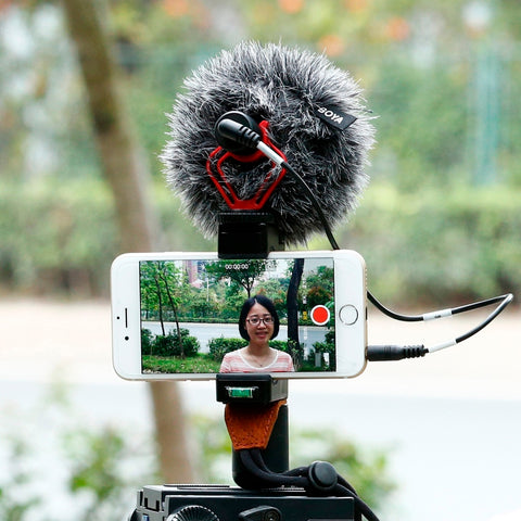 Tripod Mount with Cold Shoe Mount ,Video Handle Grip Strap microphone for smartphone video recording